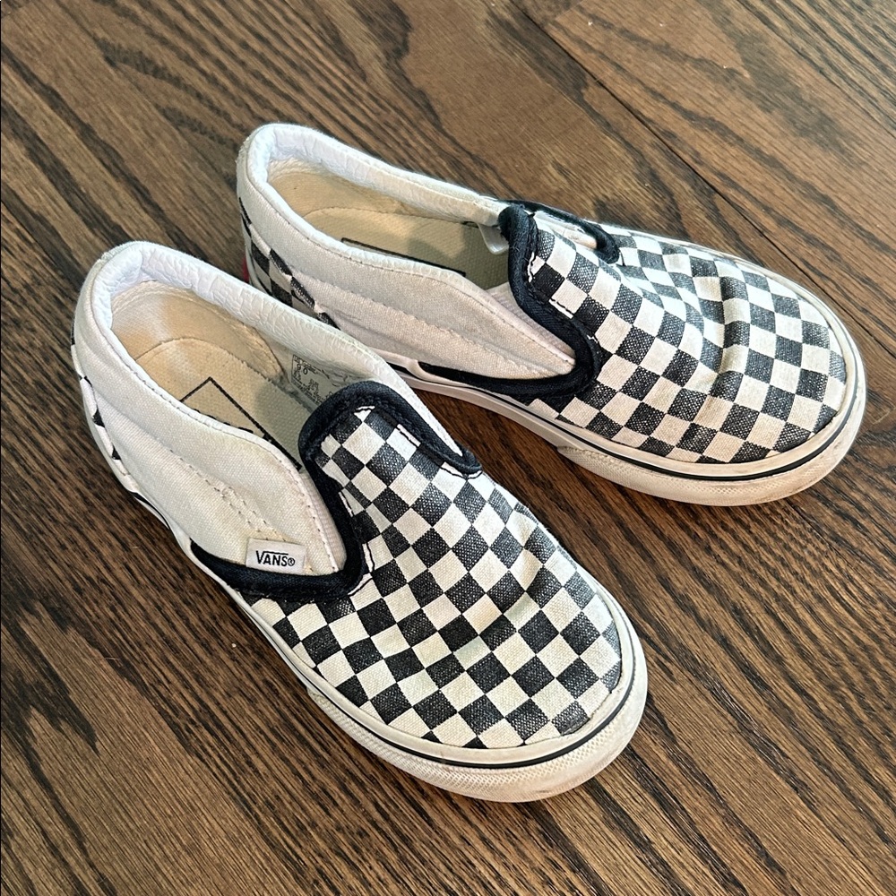 Vans Kids Black and White Checkered Slip-On Sneakers
